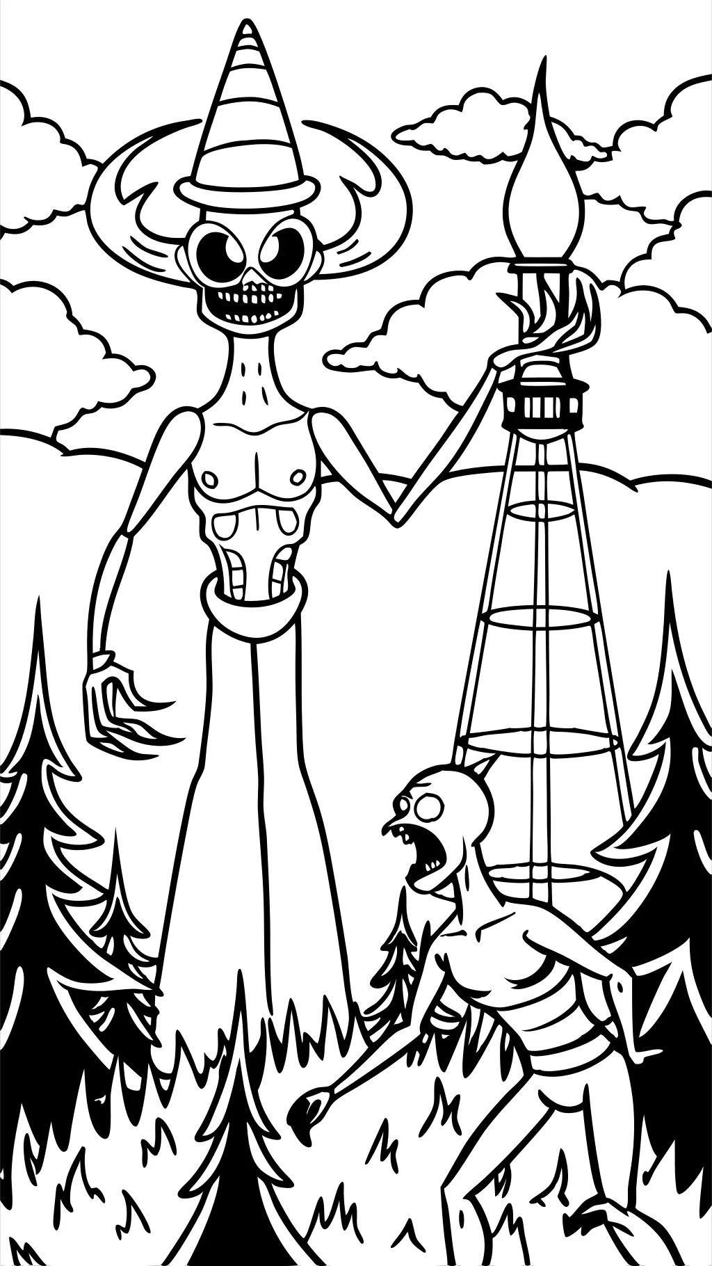 siren head vs light head coloring pages